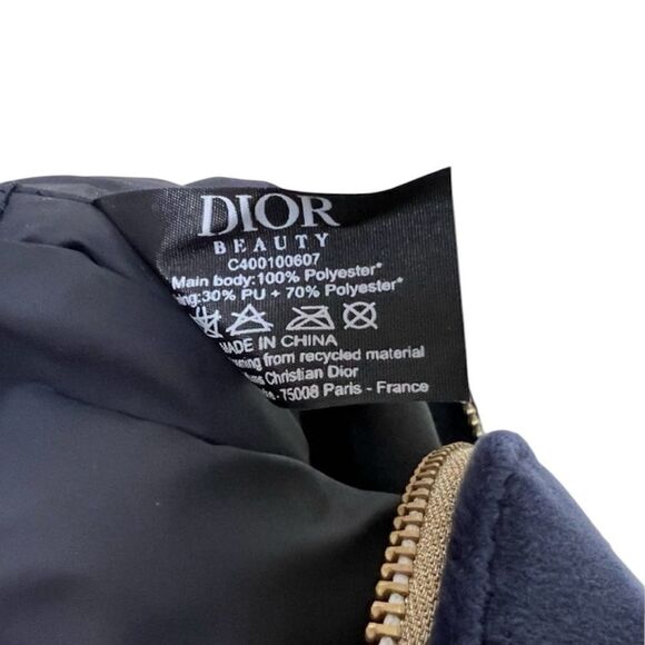 DIOR NEW Trousse Pouch Make Up Bag Navy Blue Velvet CD Logo Gold Zipper Trim - Picture 11 of 11